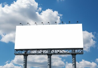 Blank billboard against a sky with clouds advertisement template