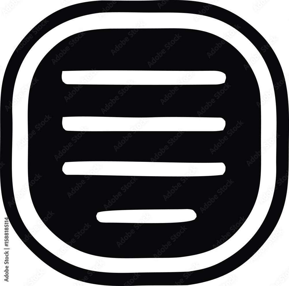 Poster minimalist black and white icon featuring horizontal lines within an oval shape representing data or