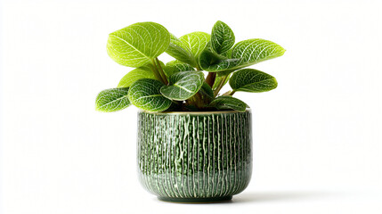 Greenery in ceramic pot: Captivating shot of a vibrant houseplant in a textured ceramic pot, perfect for adding a touch of natural elegance to your space.