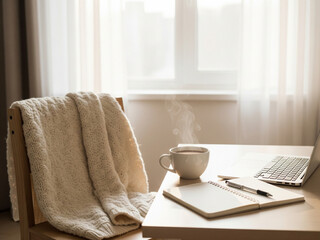 working, accompanied by hot coffee, a thick blanket, and the morning sun.