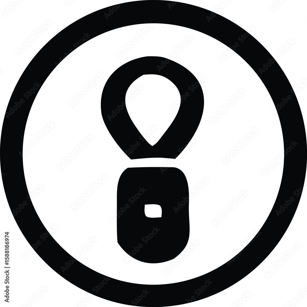 Poster a stylized black and white icon featuring a simplified representation of a padlock with a loop enclo