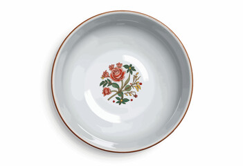 Decorative ceramic bowl with floral design on white background  