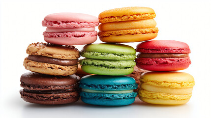 Colorful Macarons Tower: A delightful stack of vibrant, multi-flavored macarons is a sweet and visually appealing treat, perfect for showcasing the artistry of French pastry.