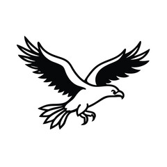 eagle silhouette flying predatory bird vector art