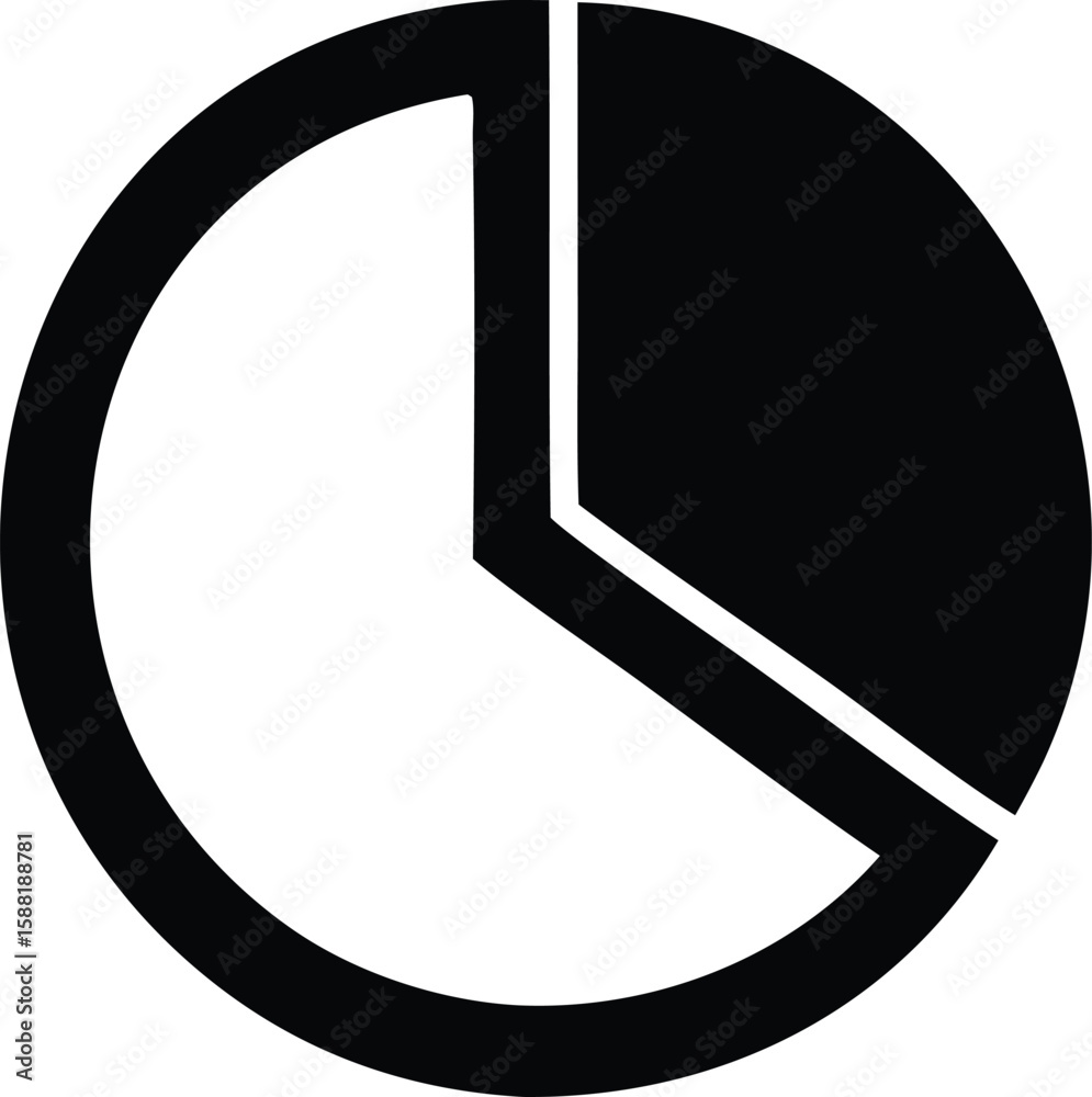 Poster a simple black and white graphic representation of a pie chart divided into two unequal segments sho