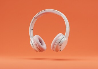 Wireless headphones technology for music listening and sound isolation on gradient background
