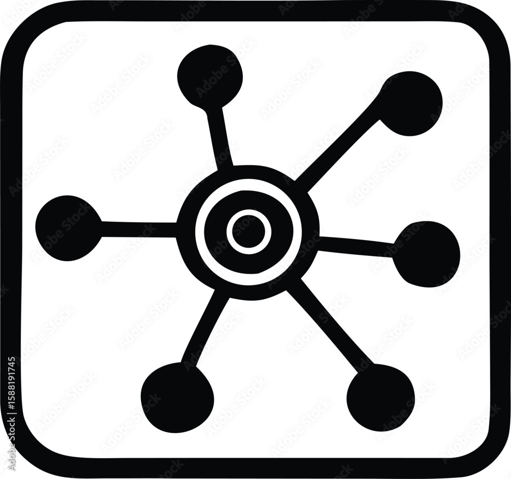 Poster Abstract interconnected network of nodes and lines within a rounded square border symbolizing connection and communication