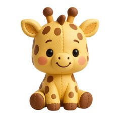 Cute 3D Render of Baby Giraffe Plush Toy in Kawaii Style