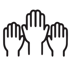 Obraz premium Raised Hands Icon Collaboration, Support, and Community Engagement in simple line drawing style.