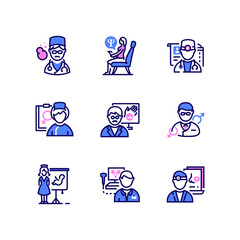 Medical professions - line design style icons set