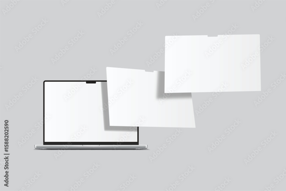 Wall mural 3d vector laptop screen with page website mockup. showcase websites, apps, or browser interfaces fra