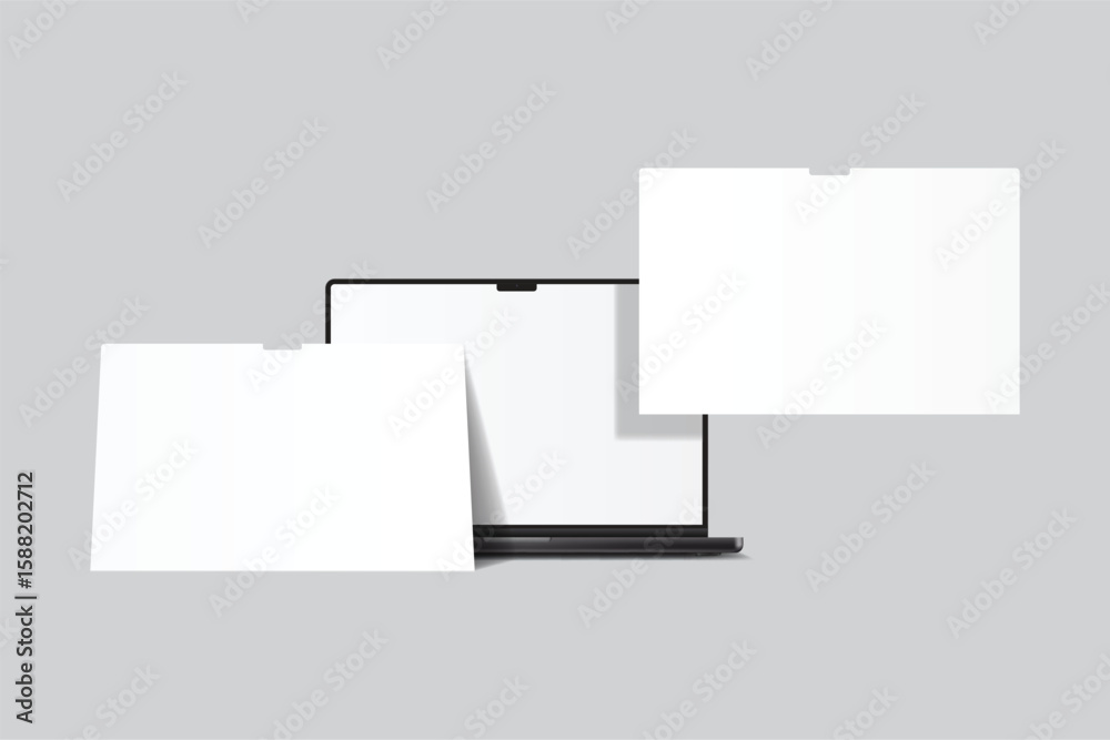 Wall mural 3d vector laptop screen with page website mockup. showcase websites, apps, or browser interfaces fra