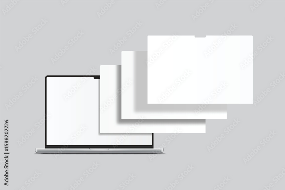 Wall mural 3d vector laptop screen with page website mockup. showcase websites, apps, or browser interfaces fra