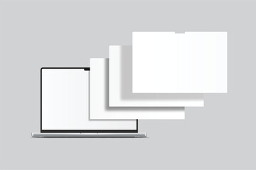 3D Vector Laptop screen with page website mockup. Showcase websites, apps, or browser interfaces frame isolated on background. Perfect for homepage, presentation, business layout, responsive preview
