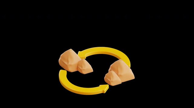 Video Animation 3D icon depicting the Sai ritual, showing pilgrims walking between Safa and Marwah. Perfect for Hajj-related apps, websites, and educational materials, with realistic details and vi