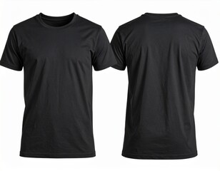 Black and white t shirts front and back view