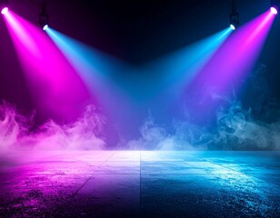 Concert stage glowing with spotlights