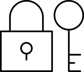 Key with Lock Minimalistic Outline Icon for Web and Graphic Design, Apps, Banners, Social Network and Cards