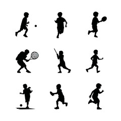 Children Playing Outdoors Silhouettes