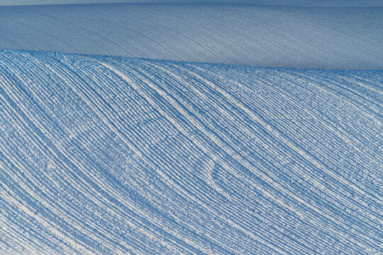 Abstract of tilled, fertile, tilled farmland and rolling hills at dusk, Palouse