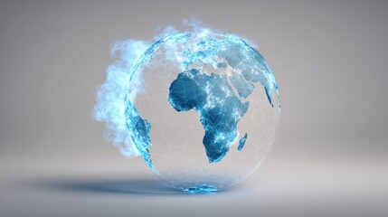 3D Globe with light blue ethereal effect