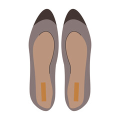 Casual women's elegant closed-toe shoe wardrobe. Female fashion footwear beige leather pointed-toe shoe with heel footgear. Pastel vector illustration of women's shoes isolated on white background.