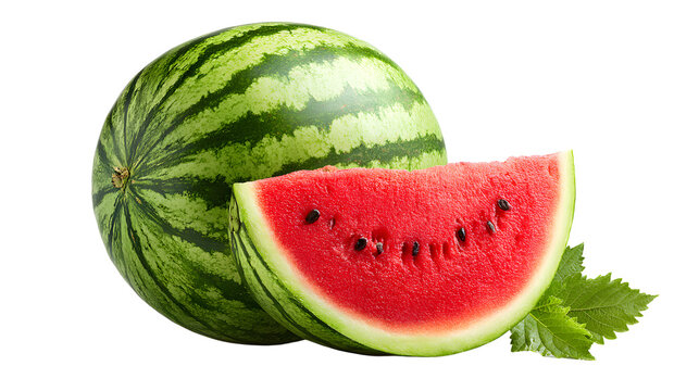 Freshly sliced watermelon showcasing vibrant red flesh and green rind, perfect for summer picnics and healthy snacks