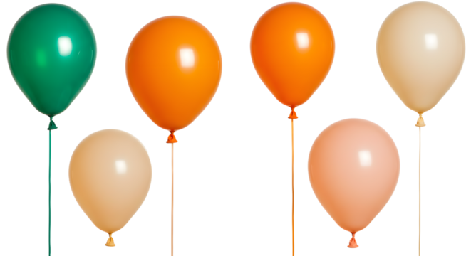Vibrant balloons in various colors stand tall against a clean background, perfect for festive celebrations and events - Powered by Adobe