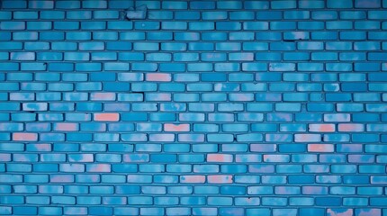 Blue Brick Wall: This image captures a textured, artistic facade composed of neatly arranged, vivid blue bricks. The image emphasizes the texture of a brick wall, and unique color and aesthetic style.