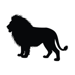 Majestic Lion Silhouette Standing Proud in Black and White Design