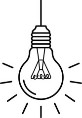 Fototapeta premium A simple line drawing of a lightbulb hanging against a neutral background