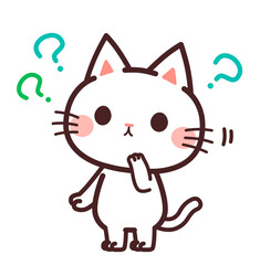 猫のかわいいキャラクター　疑問　？　イラスト素材