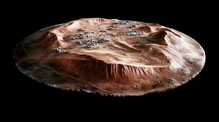 Detailed 3D Model of a Desert Landscape with Settlement