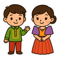 Cute Kids Clipart in Costume Themes
, Joyful children in traditional attire celebrating culture, showcasing vibrant costumes with colorful patterns and cheerful expressions in a festive atmosphere