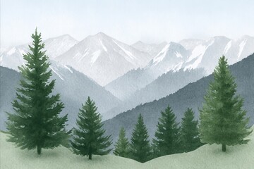 Tranquil evergreen sentinels whisper beneath snow-capped peaks, celebrating the serenity of Arbor Day and International Mountain Day