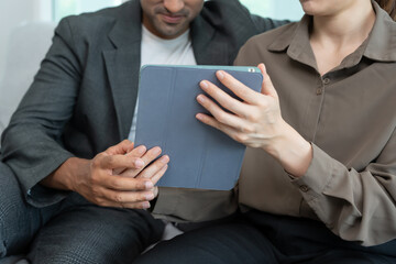 Manager or senior sexually harassed a female colleague by touch her hand. Sexual harassment in...