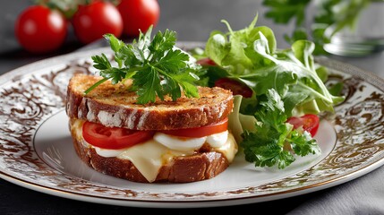 Classic Melted Cheese Tomato Sandwich