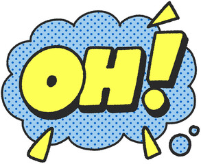 팝아트 스타일의 OH 텍스트 말풍선 스티커