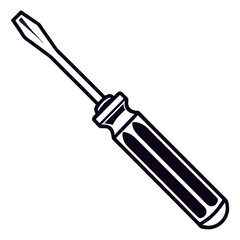 Fototapeta premium Flat Head Screwdriver Icon With Thick Bold Outlines On Transparent Background