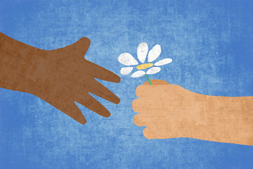 Two hands reaching together in unity and love