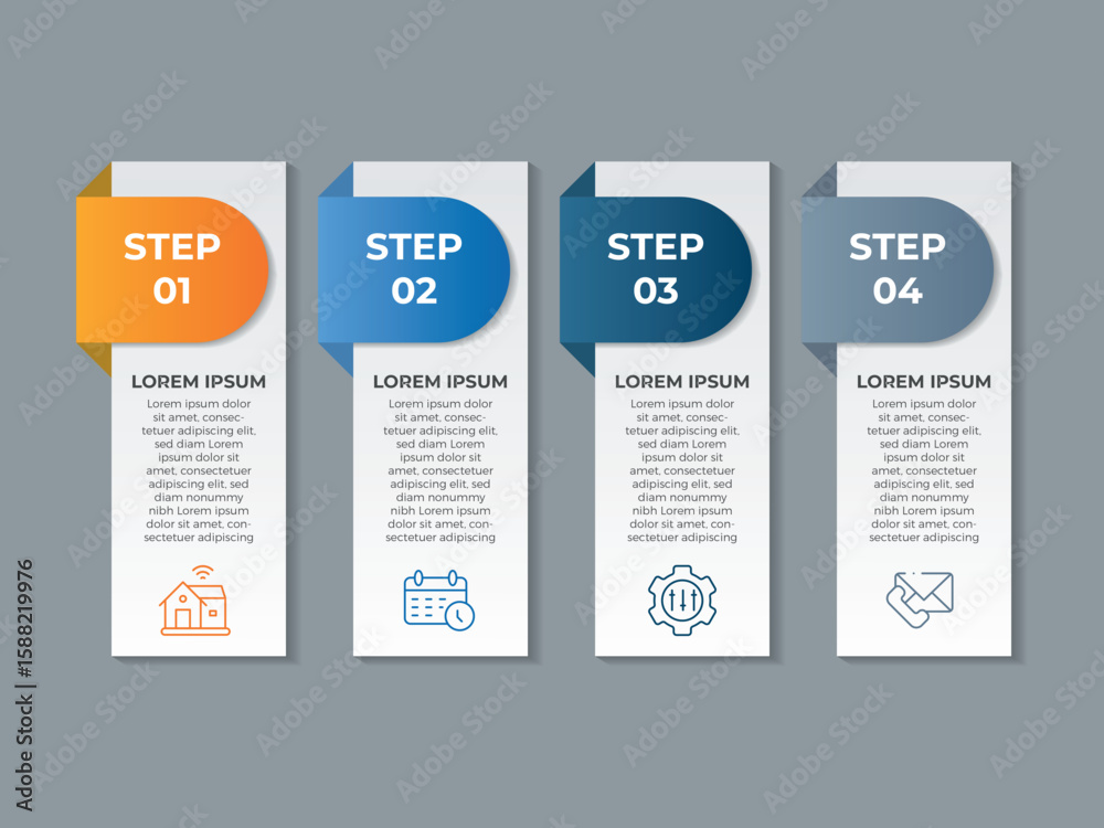 Fototapete colourful infographic steps with text boxes. business concept with 4 steps.