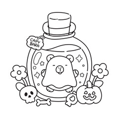 Obraz premium Spooky Cute Halloween Potion Ghost vector Images,