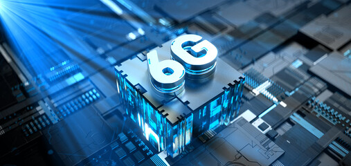 3d rendering of  6G cpu gpu chip