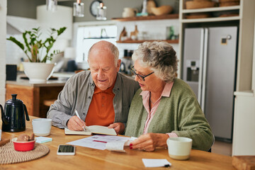 Senior couple managing home finances