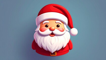 Cheerful Santa Claus Illustration with Classic Red Hat and Rosy Cheeks, Festive Cartoon Santa Character for Holiday Greetings and Decorations