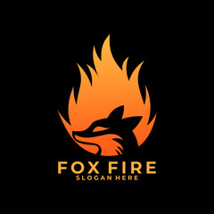 Fox and Fire logo design vector template