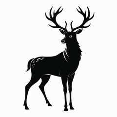 Obraz premium Elegant deer silhouette vector illustration of a wild animal with antlers, perfect for nature and wildlife designs