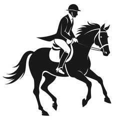 Elegant silhouette of a horse and rider in formal equestrian attire