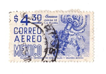 Fototapeta premium A vintage postage stamp from Mexico isolated on a white background.