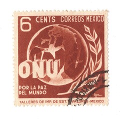 Obraz premium A vintage postage stamp from Mexico isolated on a white background.